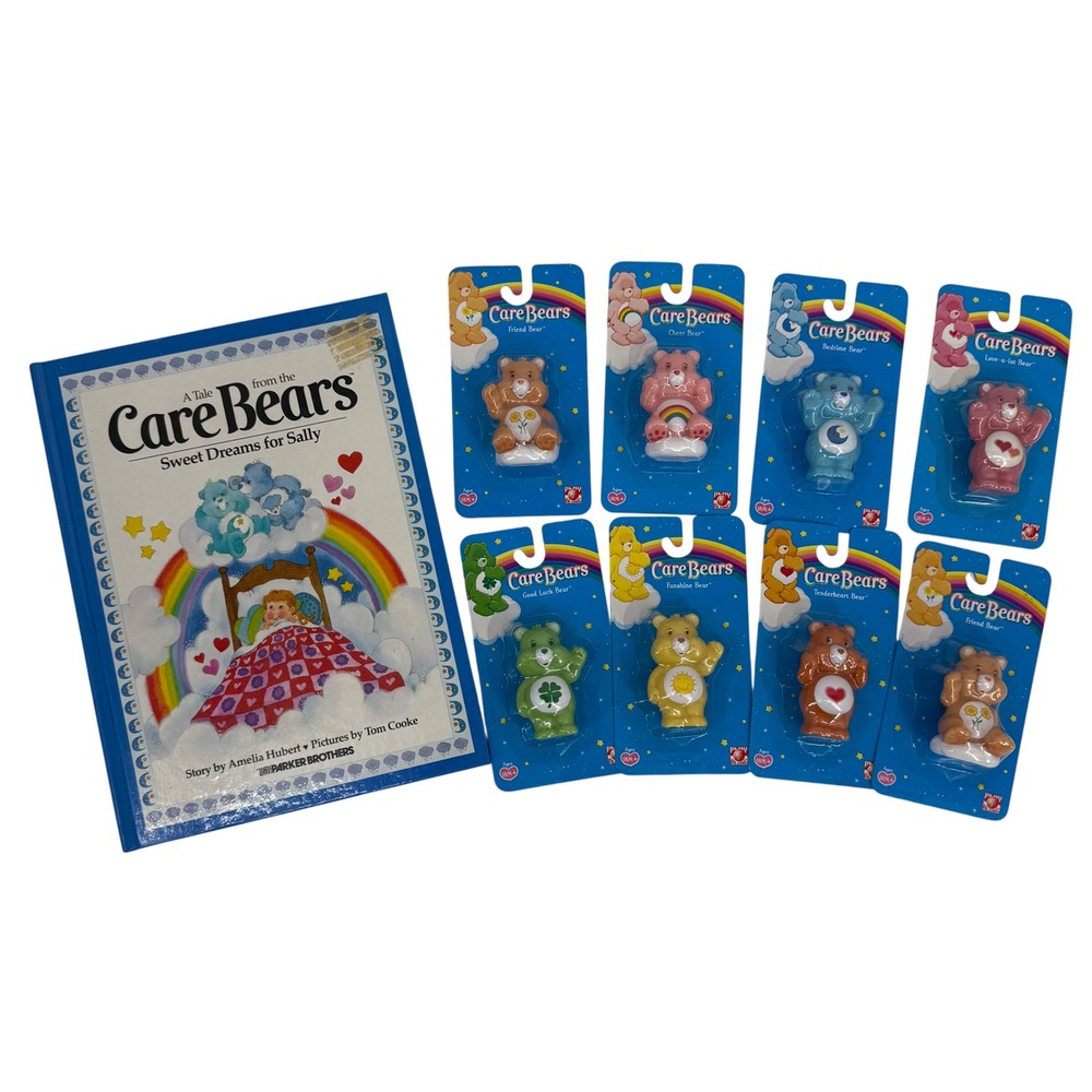 Vintage Y2K Care Bears Sweet Dreams for Sally Book & 8‎ Pencil Toppers 2004
